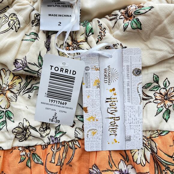 Torrid Harry Potter Maxi Dress Sorting Hat Wand Floral Slub Tiered Plus 2X - Picture 10 of 10